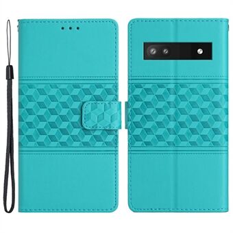 Voor de Google Pixel 8a groothandel telefoonhoesje met bedrukt ruitvormig portemonnee telefoonstandaardhoes.
