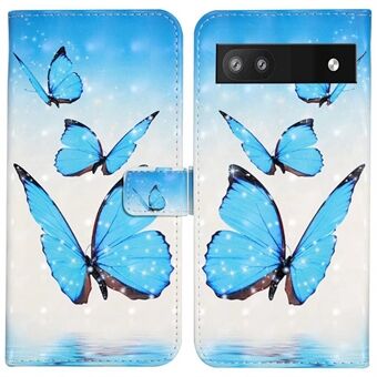 Voor Google Pixel 8a mobiele telefoonhoesje 3D patroon bedrukking lederen cover