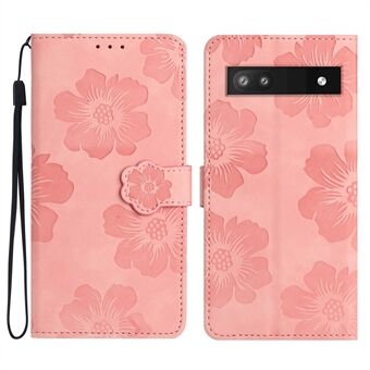 Telefoonhoesje voor Google Pixel 8a Mobiele Telefoonhoesje Leren Portemonnee Bedrukt Bloemenstaander Cover