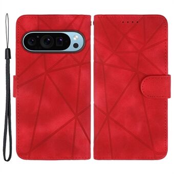 Voor Google Pixel 9 Pro XL Hoesje Wallet Linie Patroon Huid-Touch Telefoon Leren Hoesje.