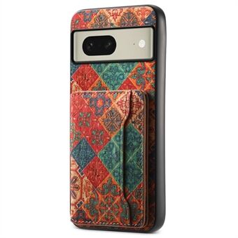 Voor Google Pixel 8 Hoesje Bloemenpatroon Kaartsleuf PU+TPU+PC Kickstand Telefoonhoesje