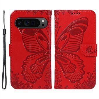 Voor Google Pixel 9 Pro hoesje met flip-standaard, PU-leren telefoonhoesje met Swallowtail Butterfly design.