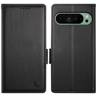 DF-010 Voor Google Pixel 9 / 9 Pro Hoesje met zijmagnetische sluitingen, lederen standaard telefoonhoesje.