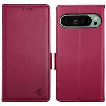 DF-010 Voor Google Pixel 9 / 9 Pro hoesje met zijmagneten en leren standaard voor telefoon