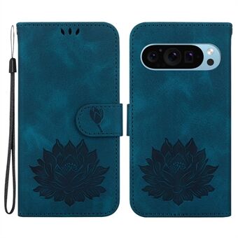 Voor Google Pixel 9 Pro XL Hoesje Lotus Geprint Leren Stand Cover voor Telefoon