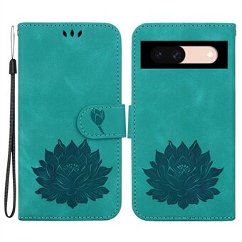 Voor Google Pixel 8a hoesje PU lederen folio flip telefoonhoesje met lotus patroon.