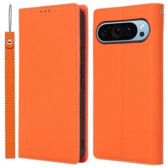 Voor Google Pixel 9 Pro XL Hoesje Litchi Textuur Echt Koeienleer Telefoonhoes