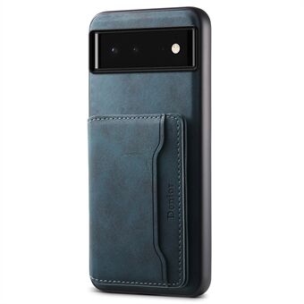 DENIOR D13 voor Google Pixel 6 hoesje Leer+PC+TPU telefoonhoesje Afneembare kaarthouder Kickstand