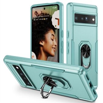 Voor Google Pixel 7 Pro Dunne Behuizing PC + TPU Krasbestendige Hoes Anti-Valk Telefoonhoesje met Kickstand