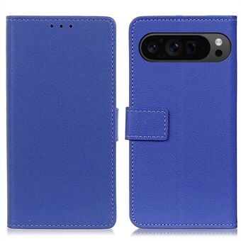 Voor Google Pixel 9 Pro XL Geweven Groothandel Telefoonhoes PU Leren Telefoonstandaard Hoes - Blauw