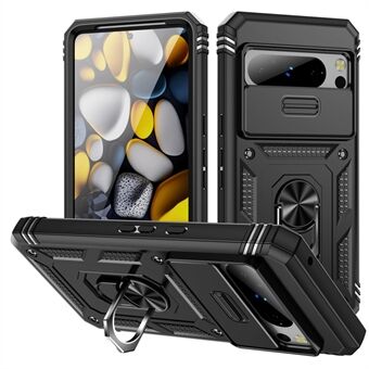 Voor Google Pixel 8 Pro Hoes Camshield Ringhouder Kickstand TPU+PC Telefoonhoesje