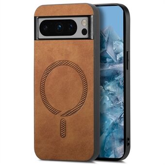 Voor Google Pixel 8 Pro Leren Achterkant Hoesje Compatibel met MagSafe Huid-touch Telefoonhoes