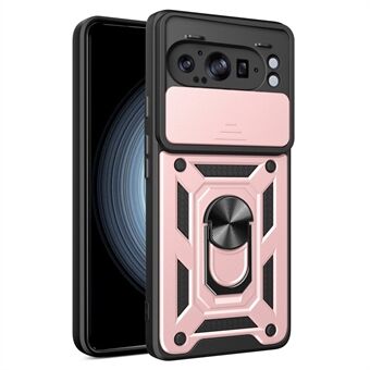 Voor Google Pixel 9 Pro XL Hoes met Schuifbare Cameradekking PC+TPU Standaard Telefoonhoesje