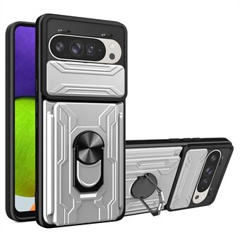 Voor Google Pixel 9 Pro / Pixel 9 Hoes PC+TPU Standaard Telefoon Achtercover met Cameraschuif