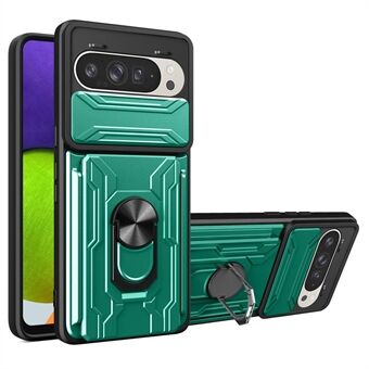 Voor Google Pixel 9 Pro / Pixel 9 Hoes PC+TPU Kickstand Telefoon Achterkant Cover met Camera Schuifklep