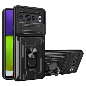 Voor Google Pixel 9 Pro XL Hoes PC+TPU Kickstand Telefoon Achterkant Hoes met Camera Slider