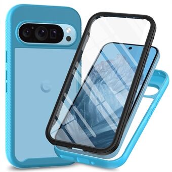 Voor Google Pixel 9 / Pixel 9 Pro Hoes PC+TPU Transparante Telefoonhoes met PET Schermfolie Algehele Bescherming