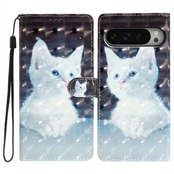 Voor Google Pixel 9 Pro XL Hoes PU Lederen 3D Patroon Printen Portemonnee Telefoonhoesje