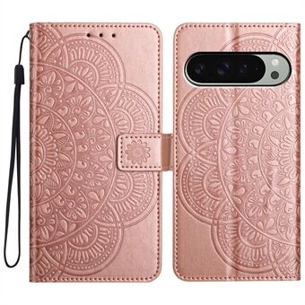 Voor Google Pixel 9 Pro / Pixel 9 Leren Hoesje met Kaartsleuven Mandala Patroon Telefoonhoesje Standaard