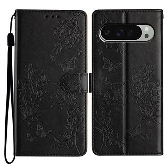 Voor Google Pixel 9 Pro XL Portemonnee Telefoonhoesje Vlinder Bloemenprint Lederen Flip Cover