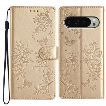 Voor Google Pixel 9 Pro / Pixel 9 Portemonnee Telefoonhoes Vlinder Bloemenprint Leren Flip Cover