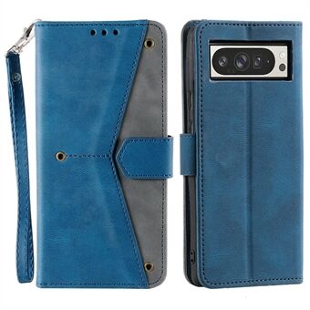 Voor Google Pixel 9 Pro XL Lederen Hoes Splicing Stitching Wallet Stand Telefoonhoes met Strap