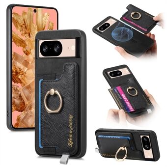 B5 Voor Google Pixel 8 Hoesje 2-in-1 Magnetische Afneembare Kaartenhouder Leer+TPU Telefoonhoes