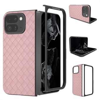 Voor Google Pixel 9 Pro Fold 5G Hoes Woven Texture PU Leren Gevestigde PC Mobiele Telefoonhoes