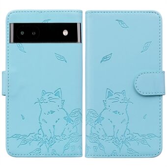 Voor Google Pixel 7a Hoesje Portemonnee Kattenpatroon Geprint Leren Telefoonhoes