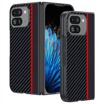 Voor Google Pixel 9 Pro Fold 5G Hoes Carbon Fiber Texture Leer+PC Anti-Val Opvouwbare Telefoonhoes