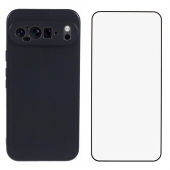 WANLONFENG MS Series voor Google Pixel 9 Pro XL TPU Hoes Matte Achterkant met Gehard Glas