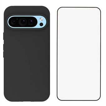 WANLONFENG MS-serie voor Google Pixel 9 Pro / Pixel 9 TPU-hoes Matte Cover met schermfolie (grote cameralensuitsparing)