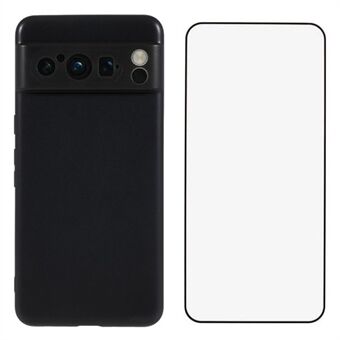 WANLONFENG MS-serie voor Google Pixel 8 Pro TPU-hoes matte achterkant met gehard glas