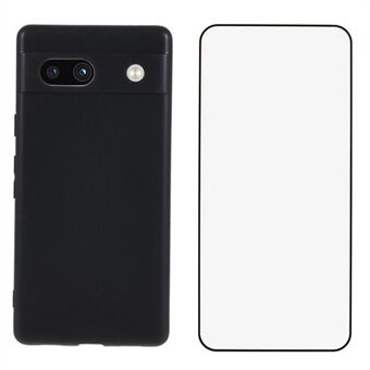 WANLONFENG MS-serie voor Google Pixel 7a TPU-hoes Matte Achterkant met Gehard Glas