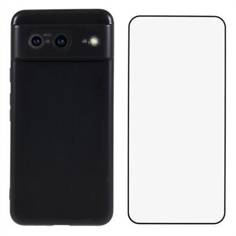 WANLONFENG MS-serie voor Google Pixel 8 TPU-hoes Matte achterkant met gehard glas