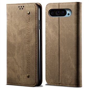 Voor Google Pixel 9 Pro  /  Pixel 9 Hoes Jeans Stof Textuur Anti-Kras Leren Staande Telefoonhoes