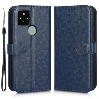 Voor de Google Pixel 5 Dot Pattern bedrukte PU lederen flip telefoonhoes met magnetische sluiting, portemonnee, standaard- en schokbestendige functies, inclusief een riempje.