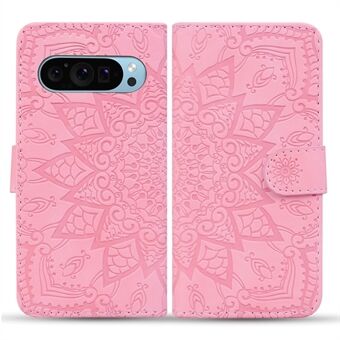 Voor Google Pixel 9 Pro XL Hoes PU Lederen Wallet Flip Telefoonhoesje Met Bloemenprint