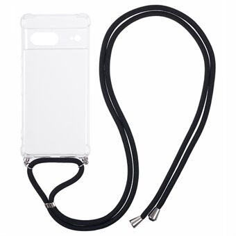 Voor Google Pixel 7 5G Hoes Verstevigde Hoeken TPU Transparante Telefoonhoes met Lanyard