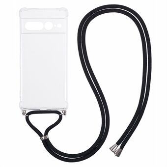 Voor Google Pixel 7 Pro 5G Hoes Versterkte Hoeken TPU Transparante Telefoonhoes met Lanyard