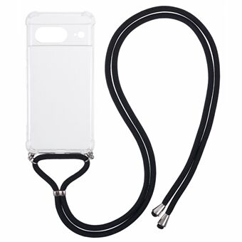 Voor Google Pixel 8 Hoes Versterkte Hoek TPU Transparante Telefoon Bescherming met Lanyard