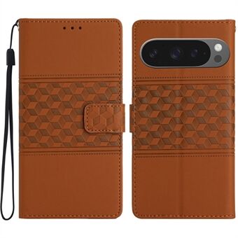 Voor Google Pixel 9 Pro XL Case Ruitvormig Leren Horizontale Flip Telefoonhoesje