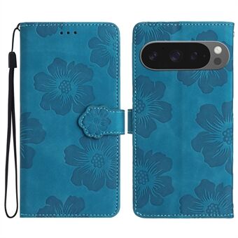 Voor Google Pixel 9 Pro XL Hoesje Bloem Design Leren Portemonnee Telefoonhoesje met Polsbandje