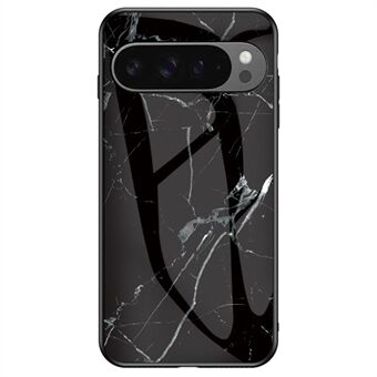 Voor Google Pixel 9 Pro XL Hoesje Marmer Patroon Gehard Glas+PC+TPU Beschermende Telefoonhoes