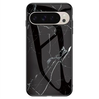 Voor Google Pixel 9 Pro / 9 Hoesje Marmerpatroon Gehard Glas + PC + TPU Beschermende Telefoonhoes