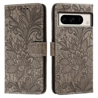 Voor Google Pixel 8 Pro Hoes Kant Bloemen PU Lederen Flip Portemonnee Telefoonhoes
