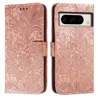 Voor Google Pixel 8 Pro Hoes Kant Bloemen PU Leren Flip Portemonnee Telefoonhoesje