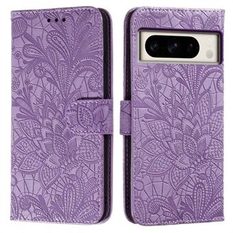Voor Google Pixel 8 Pro Hoes Kant Bloemen PU Lederen Flip Wallet Telefoonhoesje