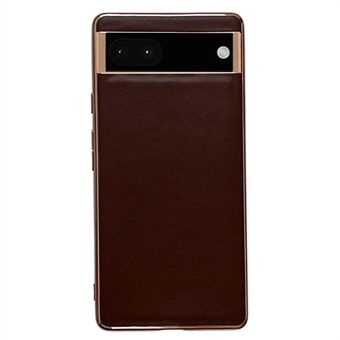 Voor Google Pixel 7 5G Telefoonhoesje Elektroplating Echt Lederen Gecoate TPU+PC Telefoonhoesje