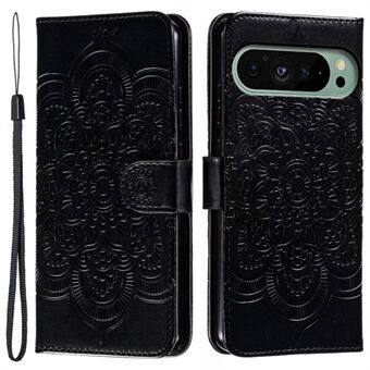 Voor Google Pixel 9 Pro / Pixel 9 Hoesje PU Lederen Mandala Ingedrukt Ontwerp Portemonnee Telefoonhoesje